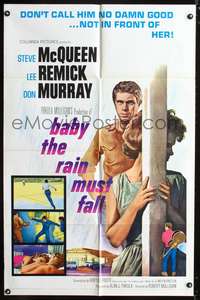 m050 BABY THE RAIN MUST FALL one-sheet movie poster '65 Steve McQueen, Lee Remick