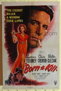 m067 BORN TO KILL one-sheet movie poster '46 Lawrence Tierney, sexy Claire Trevor!