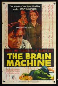 m069 BRAIN MACHINE one-sheet movie poster '56 it says stop this killer!