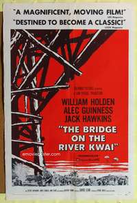 m081 BRIDGE ON THE RIVER KWAI style A pre-Awards one-sheet movie poster '58 David Lean classic!