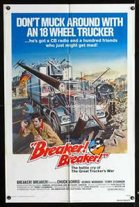 m072 BREAKER BREAKER one-sheet movie poster '77 cool 18-wheeler artwork!