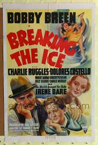 m075 BREAKING THE ICE one-sheet movie poster '38 Bobby Breen, ice skating Irene Dare!