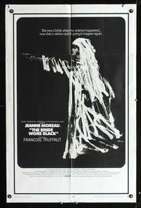 m078 BRIDE WORE BLACK one-sheet movie poster '68 Francois Truffaut, artwork of Jeanne Moreau!