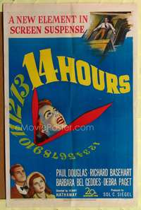 p007 14 HOURS one-sheet movie poster '51 Richard Basehart, Paul Douglas, cool artwork!