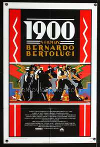 p006 1900 one-sheet movie poster '77 Bernardo Bertolucci, Robert De Niro, cool Doug Johnson art!