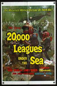 p001 20,000 LEAGUES UNDER THE SEA style A one-sheet movie poster '55 Jules Verne underwater classic!