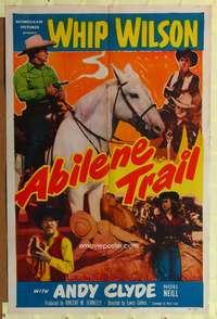 p014 ABILENE TRAIL one-sheet movie poster '51 cowboy Whip Wilson, Noel Neill, Andy Clyde