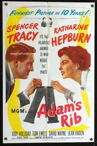 p017 ADAM'S RIB one-sheet movie poster '49 Spencer Tracy & Katharine Hepburn are lawyers!