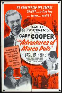 p018 ADVENTURES OF MARCO POLO one-sheet movie poster R54 Gary Cooper, Basil Rathbone