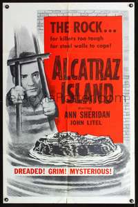 p021 ALCATRAZ ISLAND one-sheet movie poster R56 killers too tough for steel walls to cage!