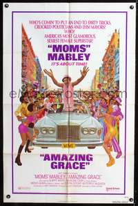 p027 AMAZING GRACE one-sheet movie poster '74 Mort Kunstler art of Moms Mabley!