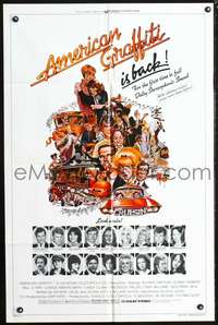p028 AMERICAN GRAFFITI one-sheet movie poster R78 George Lucas classic, cool yearbook photos!