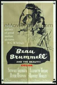 p043 BEAU BRUMMELL one-sheet movie poster '54 art of Elizabeth Taylor & Stewart Granger!