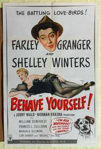 p045 BEHAVE YOURSELF one-sheet movie poster '51 sexy Alberto Vargas art of Shelley Winters!