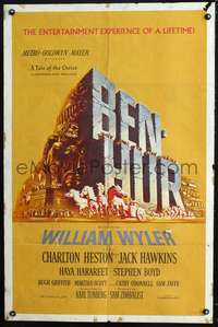 p048 BEN-HUR one-sheet movie poster '60 Charlton Heston, William Wyler classic!