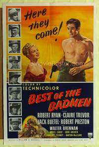 p049 BEST OF THE BADMEN one-sheet movie poster '51 barechested Robert Ryan, Claire Trevor