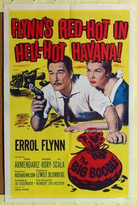 p050 BIG BOODLE one-sheet movie poster '57 Errol Flynn red-hot in Havana Cuba!