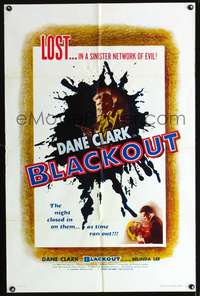 p060 BLACKOUT one-sheet movie poster '54 Dane Clark, Belinda Lee, Terence Fisher, Hammer!