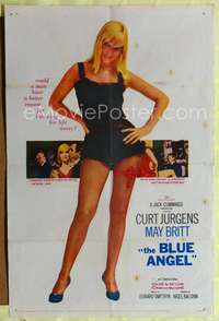 p062 BLUE ANGEL one-sheet movie poster '59 Curt Jurgens, super sexy full length May Britt!