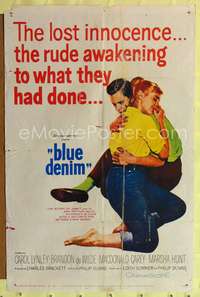 p064 BLUE DENIM one-sheet movie poster '59 Carol Lynley, Brandon DeWilde, teen pregnancy!