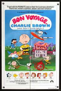 p067 BON VOYAGE CHARLIE BROWN one-sheet movie poster '80 Peanuts, Charles M. Schulz art, Snoopy!