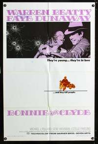 p068 BONNIE & CLYDE one-sheet movie poster '67 Warren Beatty, Faye Dunaway