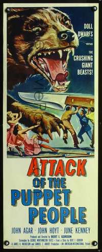s008 ATTACK OF THE PUPPET PEOPLE insert movie poster '58 great image!