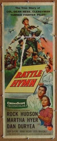 s023 BATTLE HYMN insert movie poster '57 Rock Hudson, Martha Hyer
