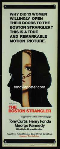 s035 BOSTON STRANGLER insert movie poster '68 Tony Curtis, Henry Fonda