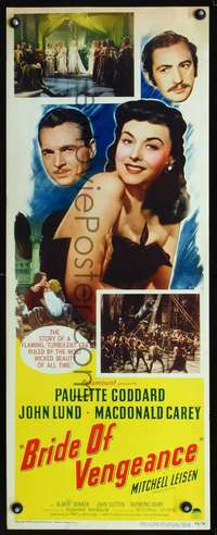 s040 BRIDE OF VENGEANCE insert movie poster '49 Paulette Goddard
