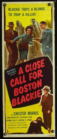 s067 CLOSE CALL FOR BOSTON BLACKIE insert movie poster '45 Morris