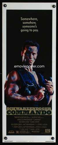 s073 COMMANDO insert movie poster '85 camo Arnold Schwarzenegger!