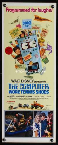 s074 COMPUTER WORE TENNIS SHOES insert movie poster '69 Disney