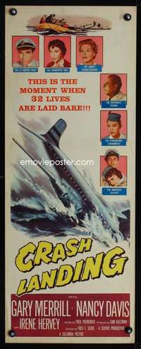 s080 CRASH LANDING insert movie poster '58 Gary Merill, Nancy Davis