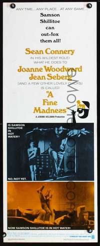 s122 FINE MADNESS insert movie poster '66 Sean Connery, Woodward