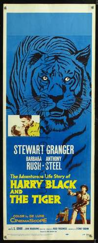 s150 HARRY BLACK & THE TIGER insert movie poster '58 cool tiger image!