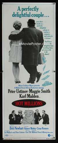 s158 HOT MILLIONS insert movie poster '68 Peter Ustinov, Maggie Smith