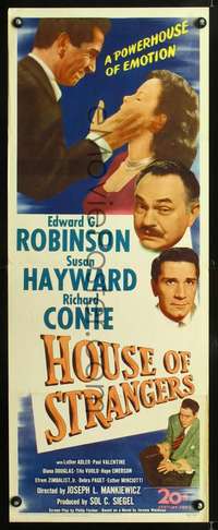 s162 HOUSE OF STRANGERS insert movie poster '49 Ed Robinson, Hayward