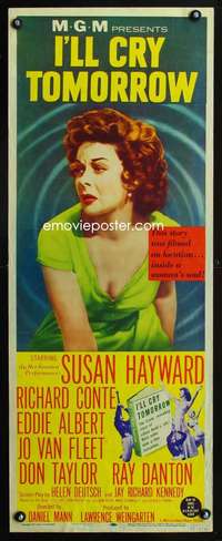 s170 I'LL CRY TOMORROW insert movie poster '55 Susan Hayward, Conte