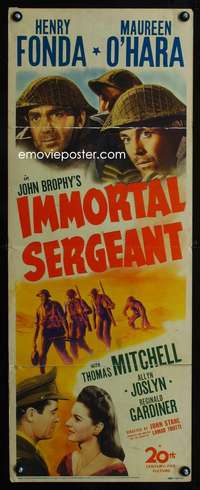 s171 IMMORTAL SERGEANT insert movie poster '43 Henry Fonda, O'Hara