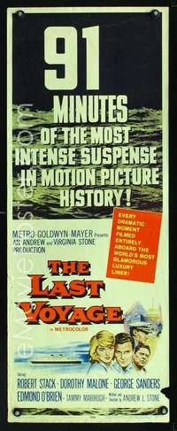 s189 LAST VOYAGE insert movie poster '60 Robert Stack, Woody Strode