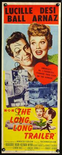 s196 LONG, LONG TRAILER insert movie poster '54 Lucy Ball, Desi Arnaz