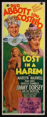 s197 LOST IN A HAREM insert movie poster '44 Abbott & Costello!