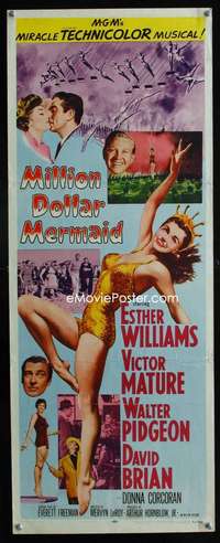 s216 MILLION DOLLAR MERMAID insert movie poster '52 Esther Williams