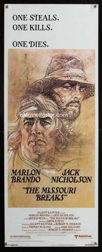 s219 MISSOURI BREAKS insert movie poster '76 Brando, Nicholson, Peak