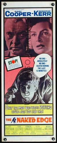 s245 NAKED EDGE insert movie poster '61 Gary Cooper, Deborah Kerr