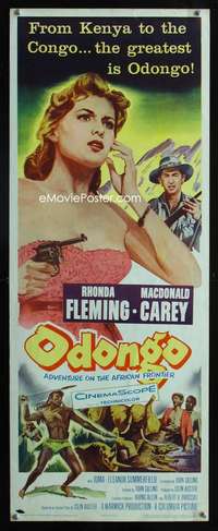 s263 ODONGO insert movie poster '56 Rhonda Fleming in Kenya & Congo!