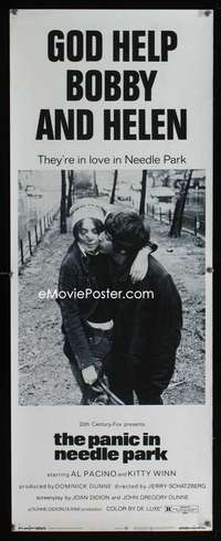 s280 PANIC IN NEEDLE PARK insert movie poster '71 Al Pacino, drugs!
