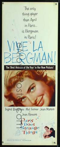 s283 PARIS DOES STRANGE THINGS insert movie poster R60s Jean Renoir's Elena et les hommes, Bergman