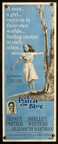 s286 PATCH OF BLUE insert movie poster '66 Sidney Poitier, Hartman